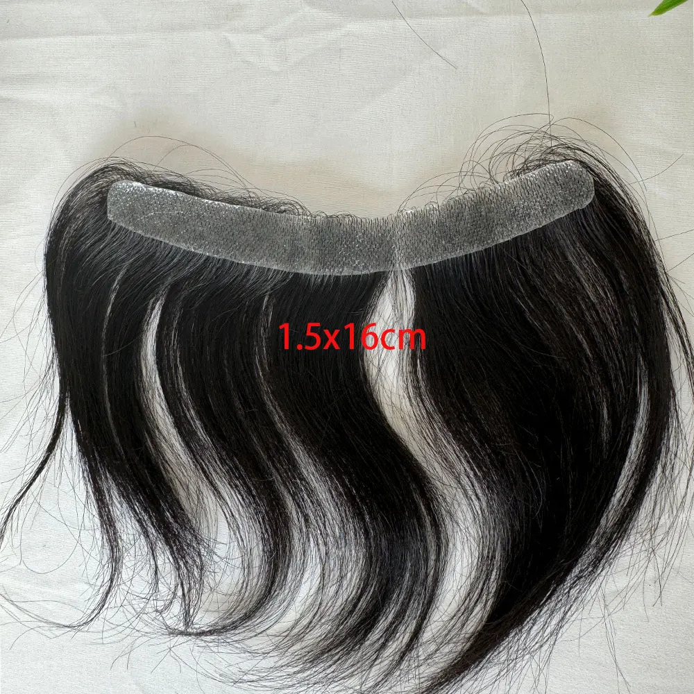 Ultra Thin PU Skin Toupee for Men Front Hairline Toupee Frontal Hair Topper 100% Human Hair Black 1B Color 241115