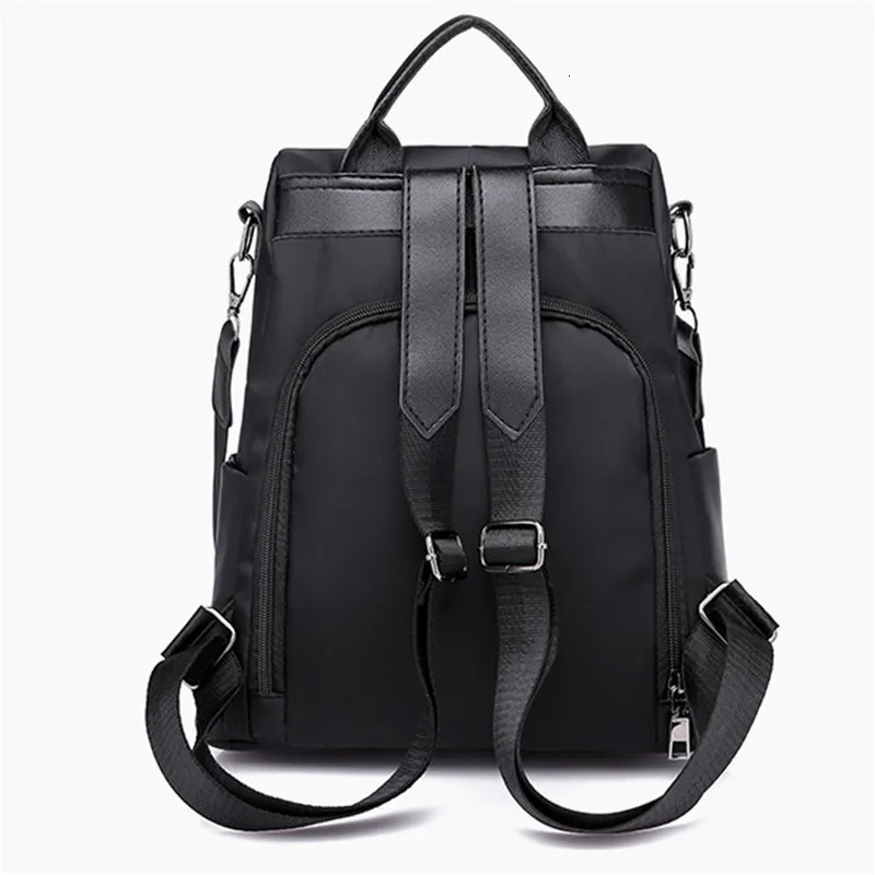 Womens Multifunction Backpack Casual Nylon Solid Color School Bag For Girls Fashion Detachable Strap Travel Shoulder Bag 241115