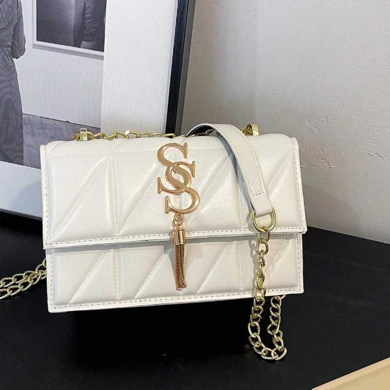 2024 New Wen Shoder BagsPurple Plaid Stihing Crossbody BagMetal Tassel Ornament Small Square Bag Handbags For Wen Z241115