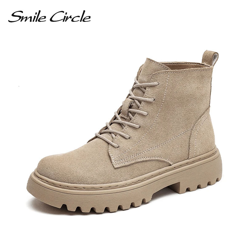 Smile Circle Ankle Boots suede womens flat short boots womens shoes fashionable autumn and winter boots 241115