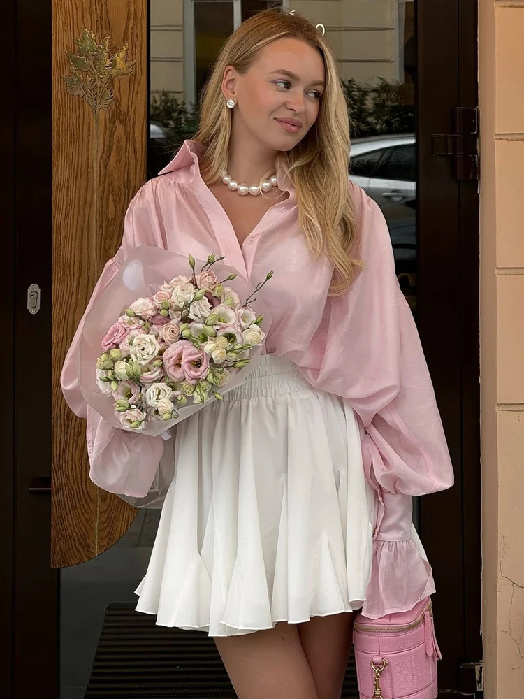 Tossy casual loose through shirt womens autumn collar long sleeved patchwork work shirt streetwear womens solid shirt top 241115