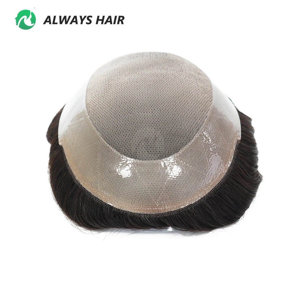 Durable Fine Mono Male Hair Prosthesis 6 Indian Human Hair Toupee 130% Hair Denstiy Natural Wig for Men 241115