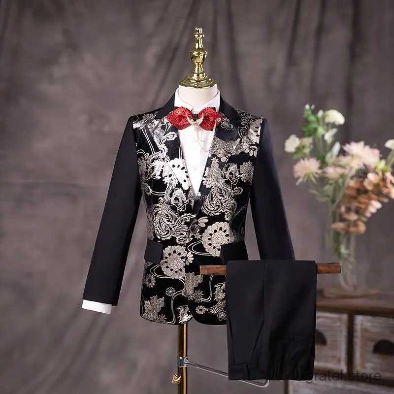Suits Wedding Suit For Boys Kids Formal Jakcet Pants 2PCS Birthday Suit Children Photograph Dress Teenagers Performance Show Costume