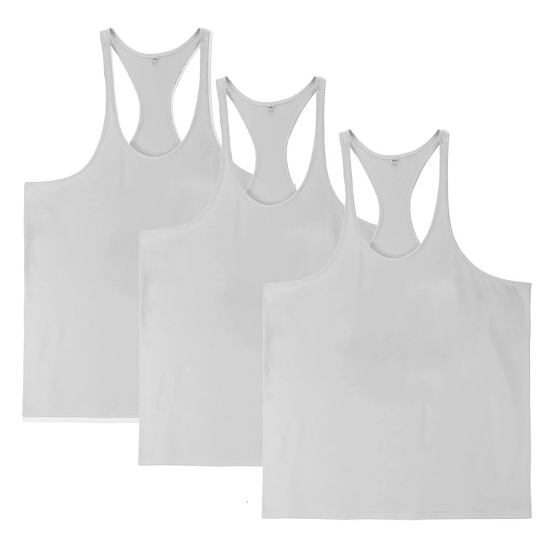3pcs 100% Cotton Mens Tank Tops GYM O-neck Clothing Affordable Sleeveless Shirt for Bodybuilding Comfortable Y Back Fitness 240402