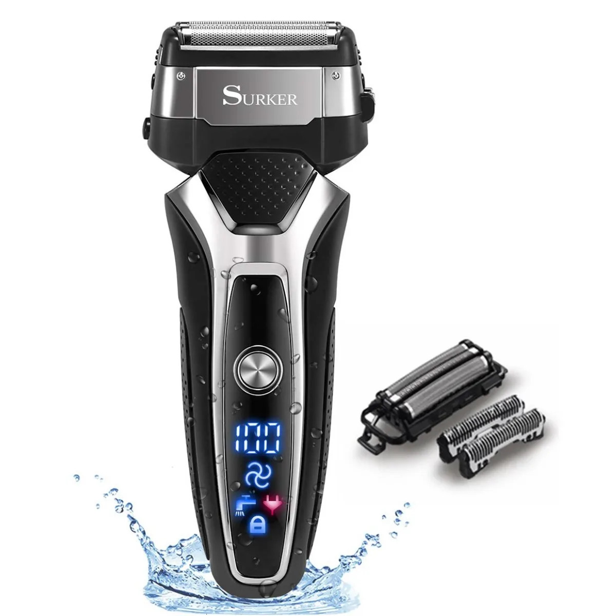 Wet Dry Rechargeable Electric Shaver For Men Facial Beard Electric Razor Stubble 3-Blade System Shaving Machine Washable 241115