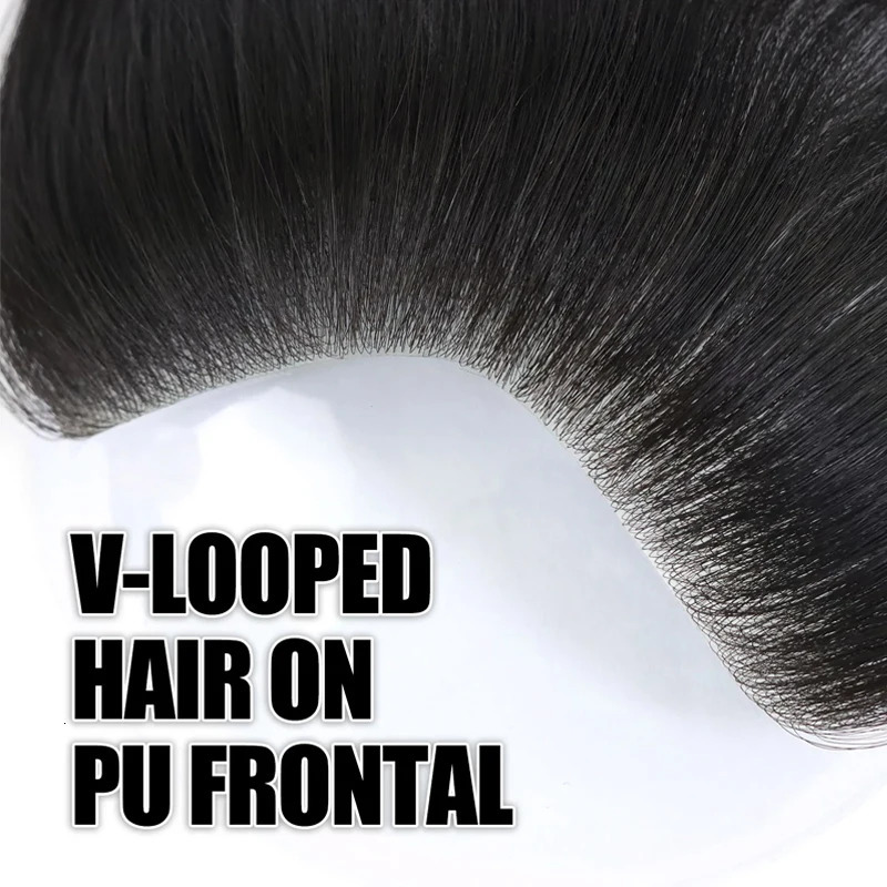 180 % Density Human Hair Hairline For Man Toupee Forehead Hairpiece Invisible Ultra Thin Skin PU Mens Capillary Prosthesis 241115