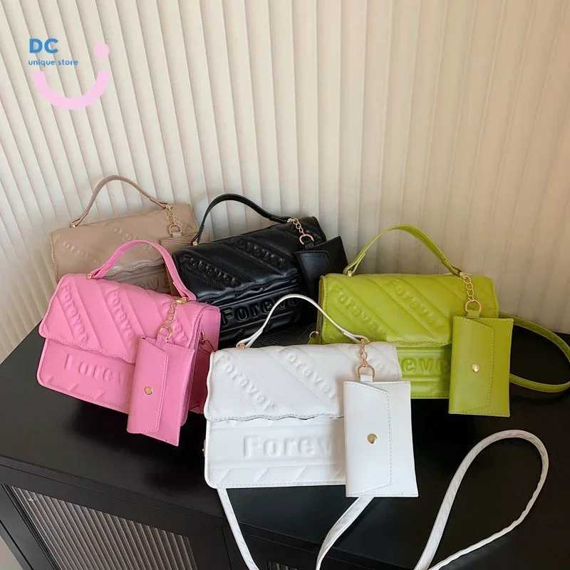 New Casual PU Leather Embossed Chain Crossbody Bags For Women Fashion Simple Shoulder Bag Ladies Designer HandbagsC241116