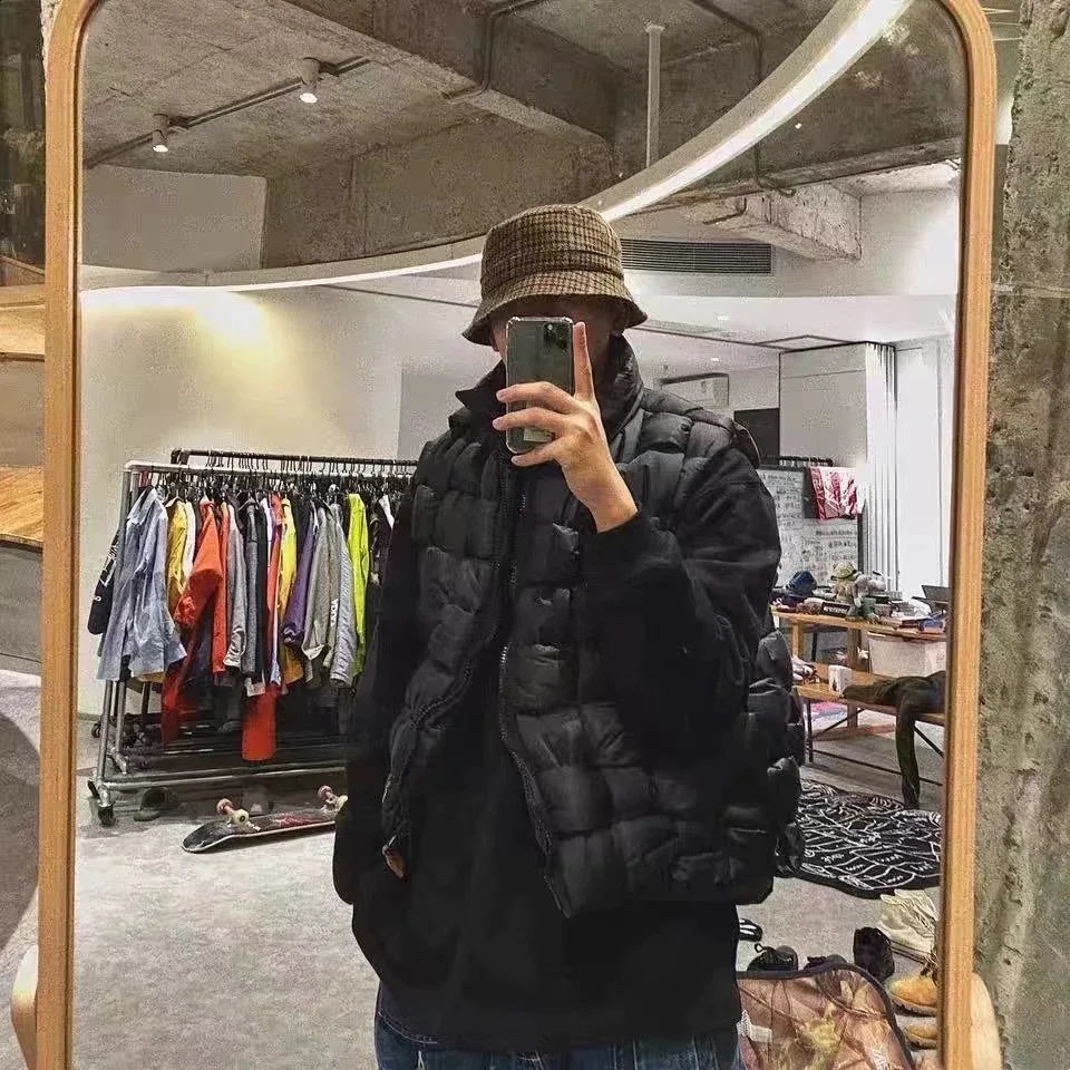 Twocolor Pure Cotton Warm Doublesided Wear High Collar Woven Coat Mens and Womens Loose Vest 241116