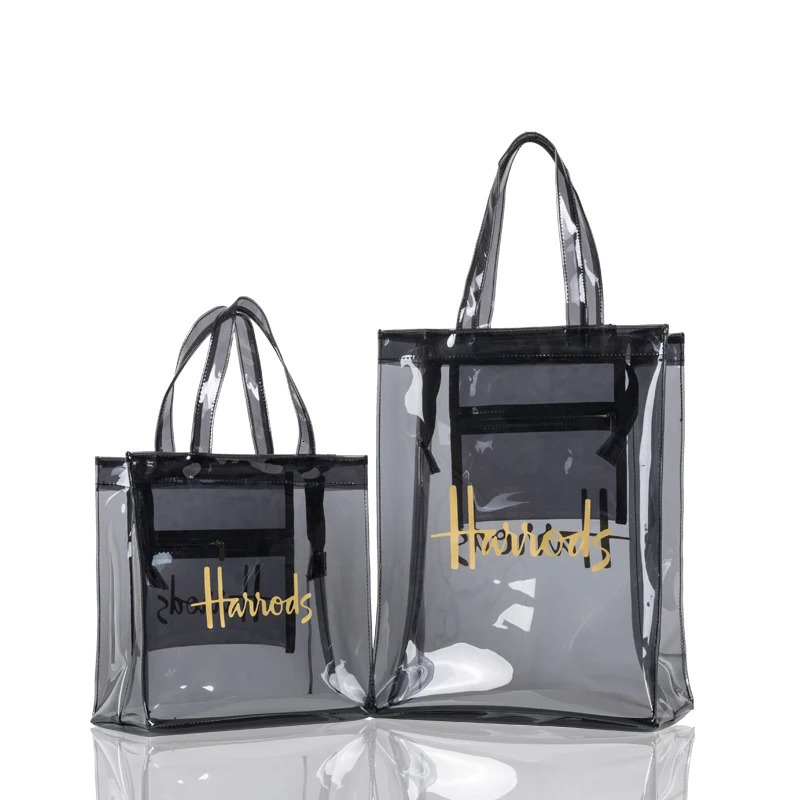 London style transparent PVC handbag shopping bag environmentally friendly signature transparent shopping handbag and gym womens beach work bag 241115