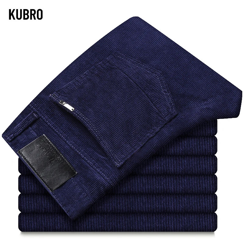 5Color Mens Thick Corduroy Casual Pants Winter Business Fashion Stretch Regular Suitable for Trouser Clothing 241115