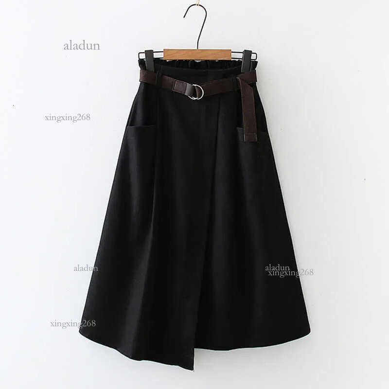 SURMIITRO Autumn Winter Mid-Length Skirt Women Korean Style Super Quality Black High Waist Midi Long Skirt Female With Belt 210730