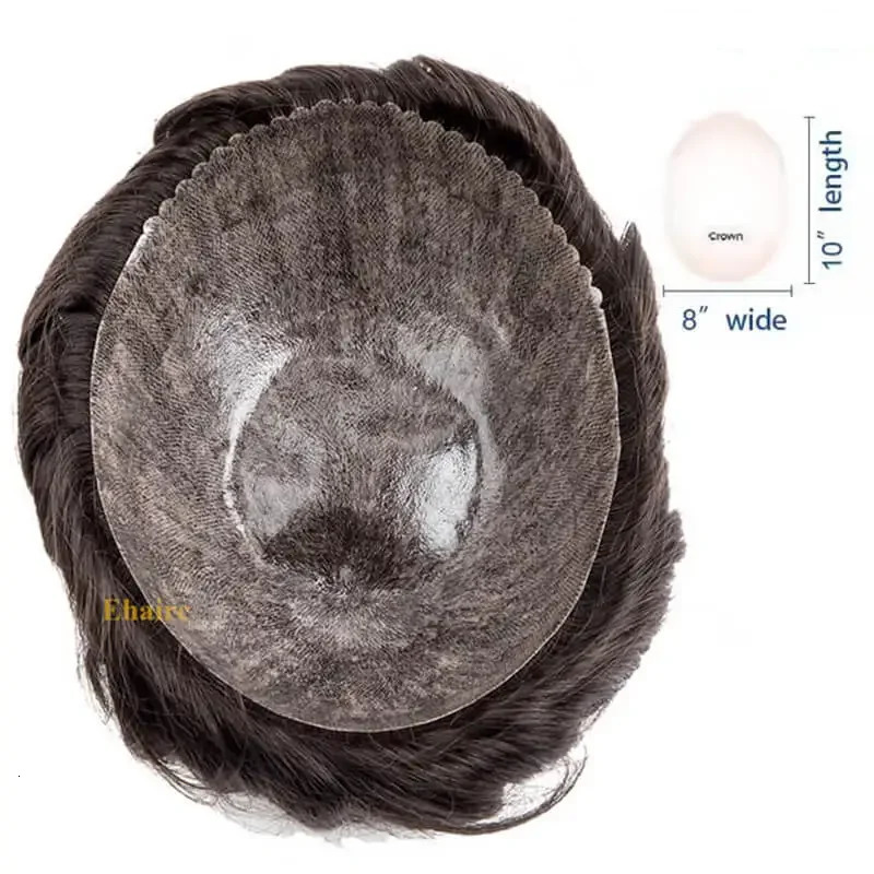 Sale--Male Hair Prosthesis 0.12-0.14mm Injection Skin Toupee Men Wig 6 Mens capillary prothesis Wigs For Man 100% Human Hair 241115