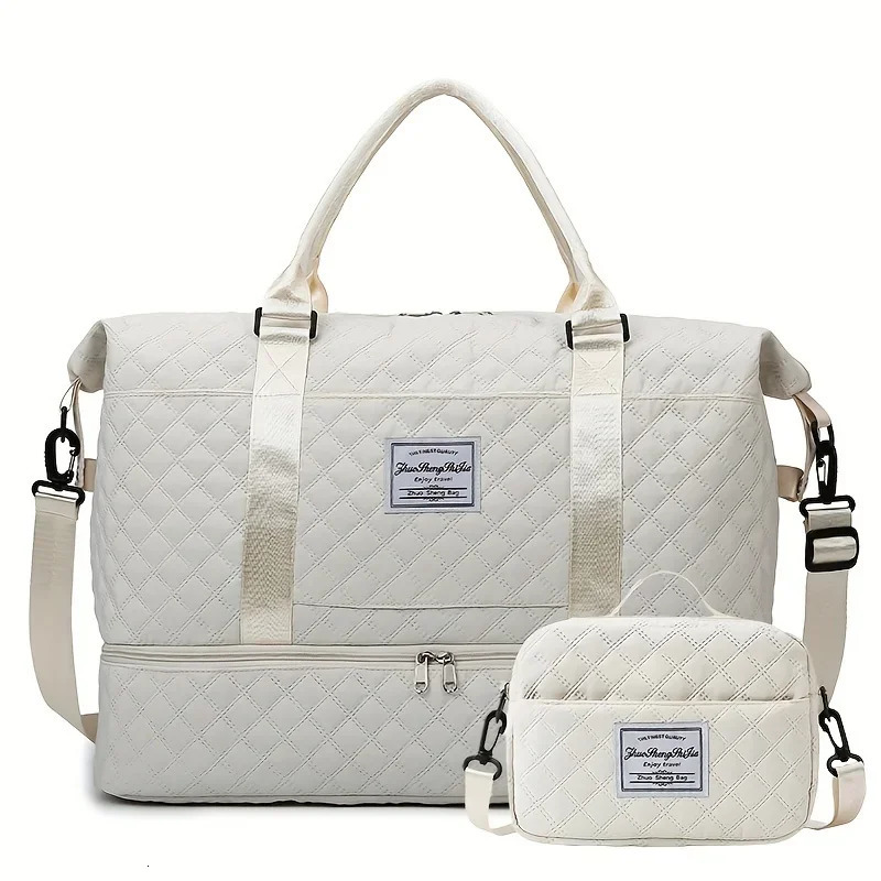2 pieces/set of large capacity travel luggage bags fitness gym yoga handbags weekend overnight bags and womens makeup bags 241115