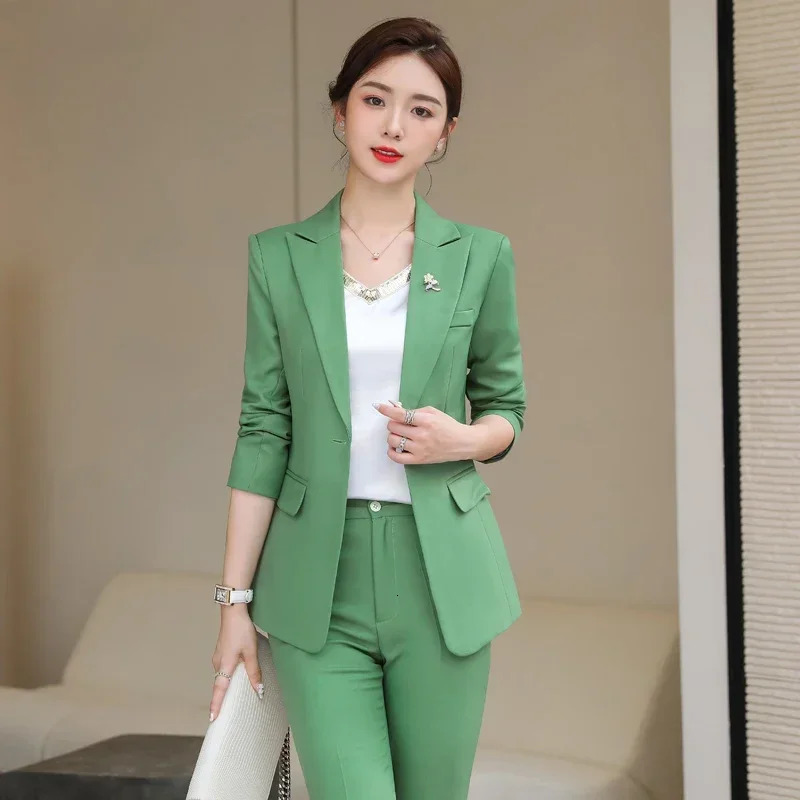 High quality fabric autumn formal womens professional pants set including and jacket OL style Trouser 241115