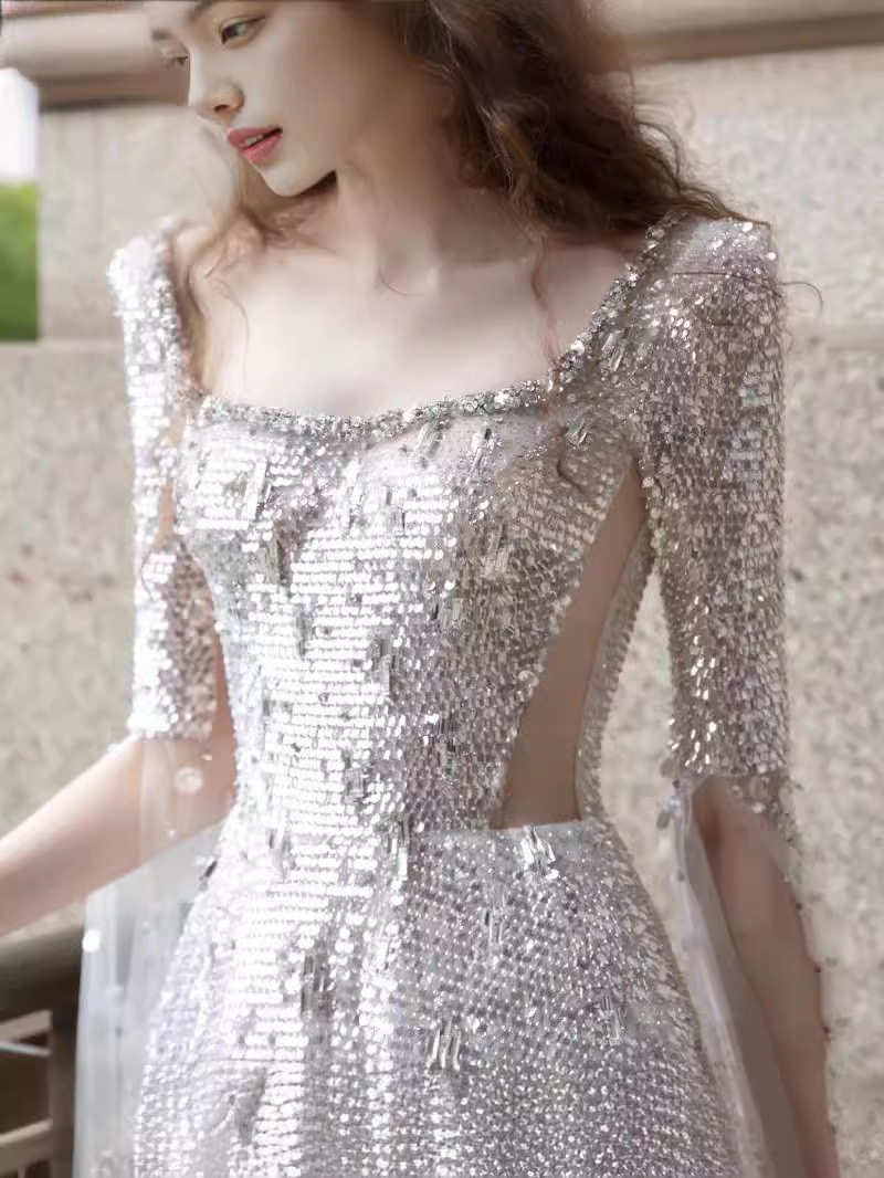 2024 bling Plus Size Mermaid Wedding Dress for Bride Bridal Gowns beach Long Sleeves Pearls sequined princess Wedding Gowns for African Black Women Gi