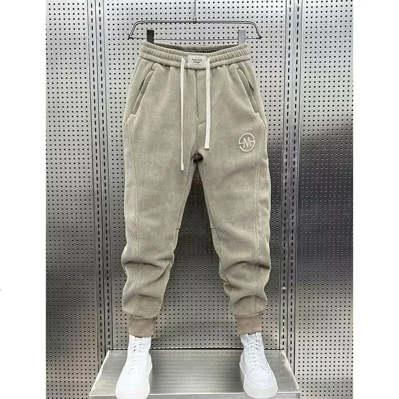 Fashion Wool Sports Pants Loose Harem Mens Elastic Waist AutumnWinter Casual Jogger Corduroy 241115