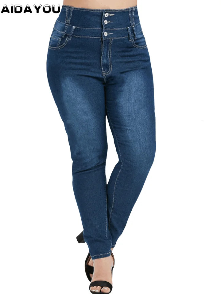 Plus Size Jeans For Women High Wasited Denim Pants for Big Curve Style Button Front Waist Taper Leg ouc078 241115