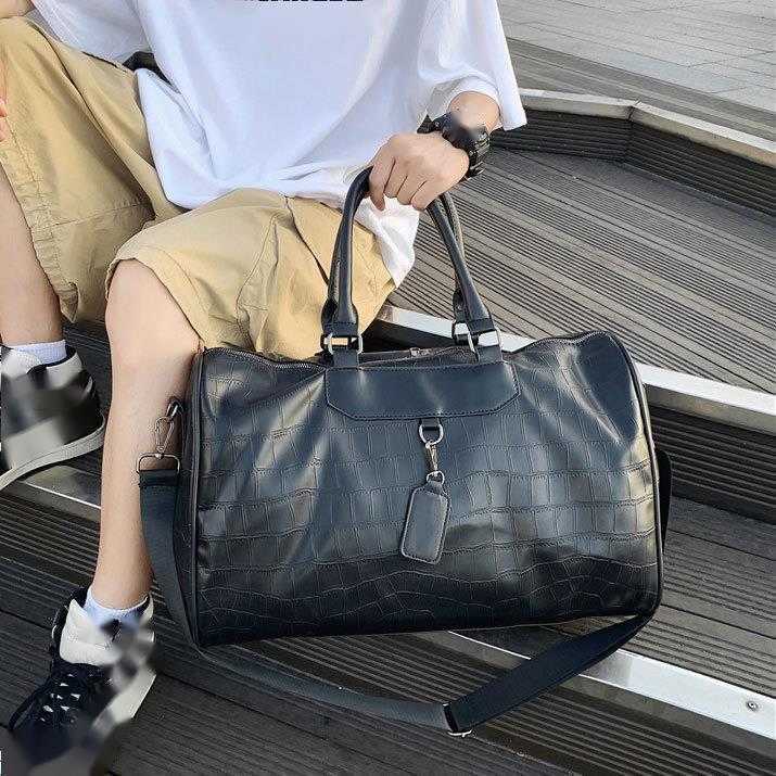 Soft Leather Pu Stone Patterned Travel Bag Large Capacity Short Distance Travel Portable Luggage Bag Lightweight Boarding Bag