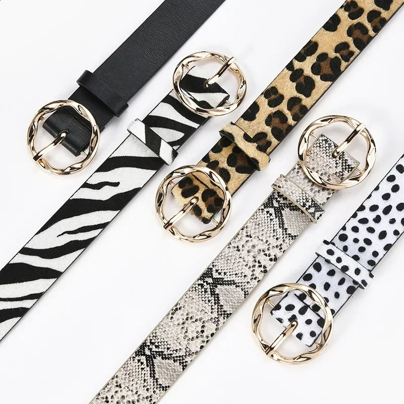 Womens Personalized Leopard Patterned Snake Belt with Gold Buckle for Highend Fashion and Fashionable Wear 241116