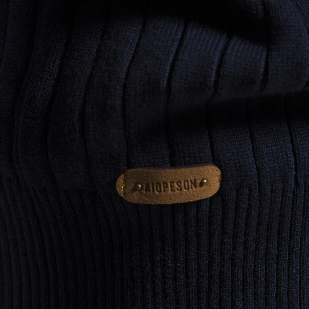 Autumn Zipper Drawn Mens Sweater High Quality Warm Winter Stand up Collar Cotton Knitted 241115