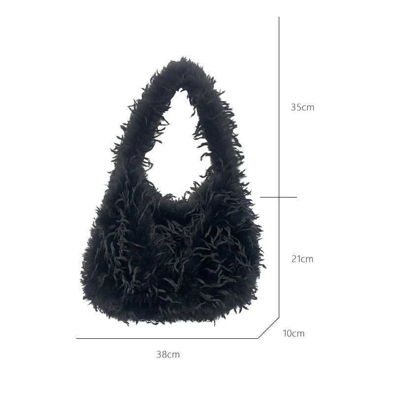 Autumn Winter Tassel Furry Tote Bag Long Trendy Shoulder Bag Fashionable Shopping Bags Commuting Versatile Tote Bag Totes Handbags 241104