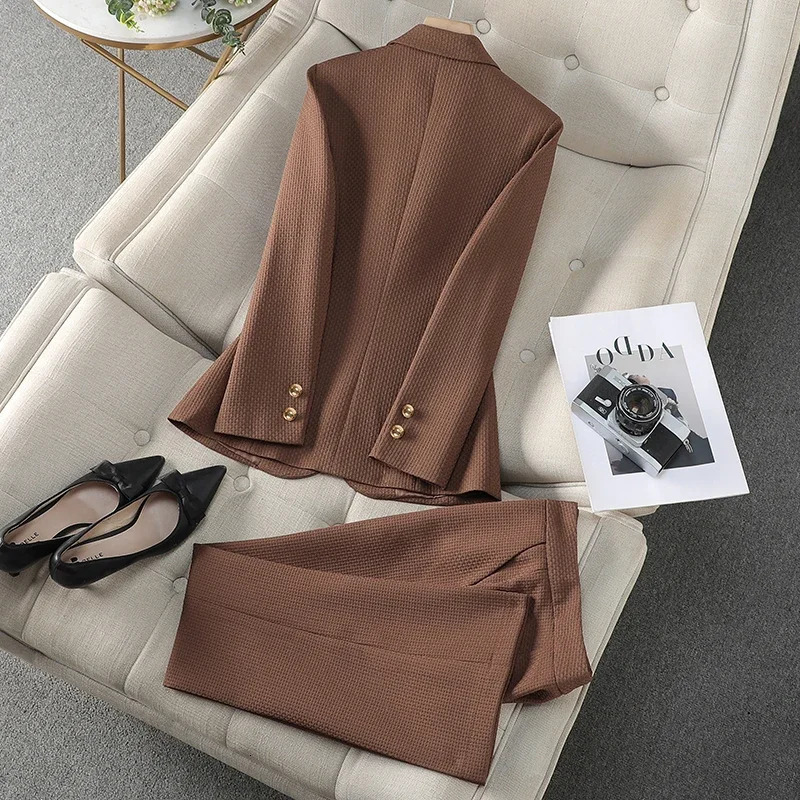 Business chic womens single chest jacket set pants 2piece formal office plus size 241115