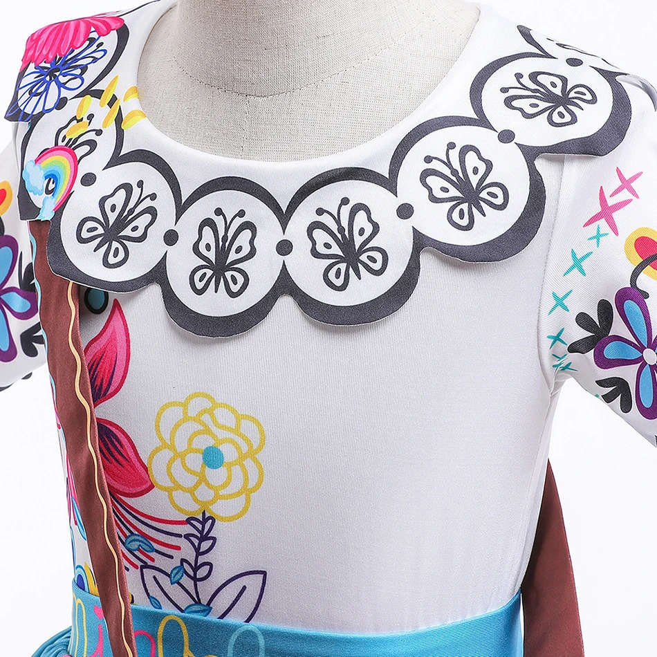 Girls Princess Costume Children Encanto Halloween Swing Flared Clothes Kids Printed Mirabel Cartoon Fantasy Cosplay Dress 312Y 240413