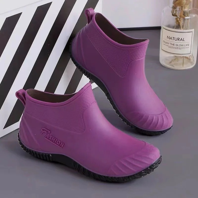 Rain boots womens fashion outdoor rain boots adult wearresistant rubber shoes summer nonslip waterproof short tube rain boots 241115