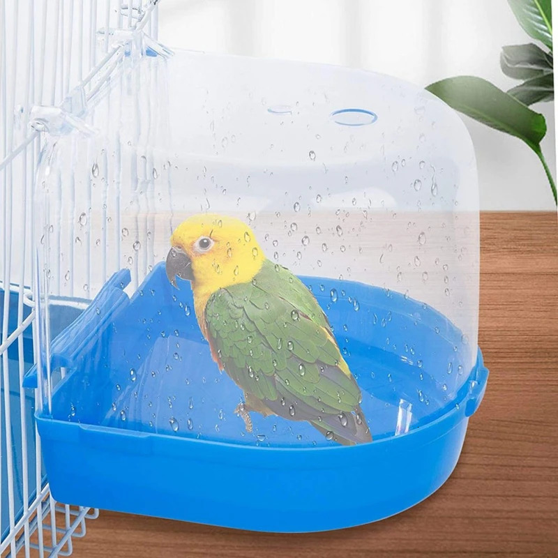 Pet Bird Bath Box Parrot Bathing Tub Cage Accessories Bathtub Clean Transparent Convenient Bathroom 241114
