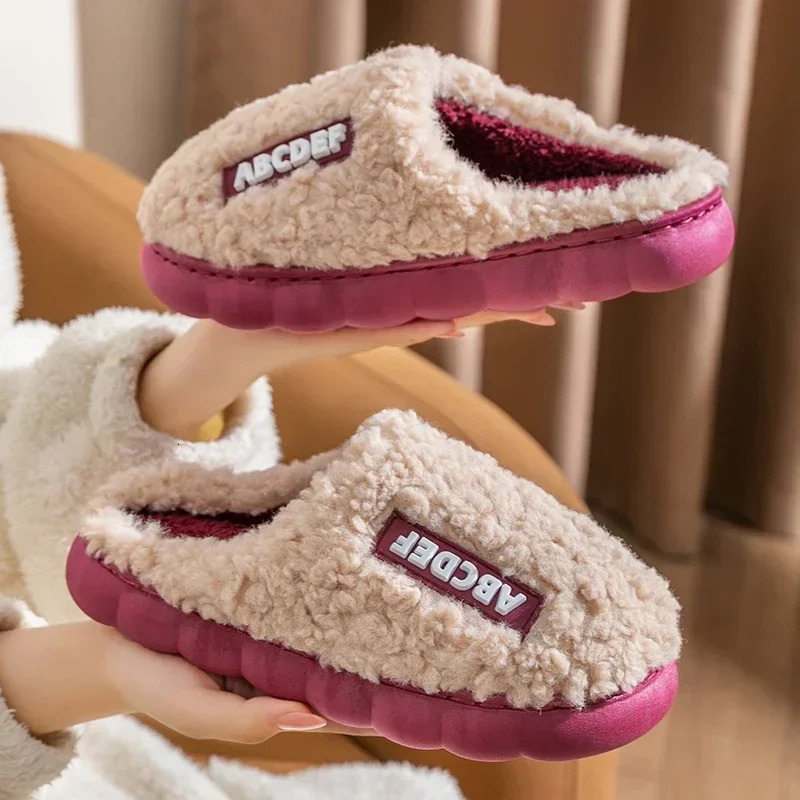 2024 Trend Winter Couple Indoor Nonslip Mule For Men Women Flip Flops Warm Fluffy Slippers Home Slides Casual Cotton Shoes 241115