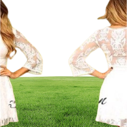 Modest Short Lace Cowgirls Country Wedding Dresses with 34 Long Sleeves Mini Bridal Gowns Reception Dress for Weddings