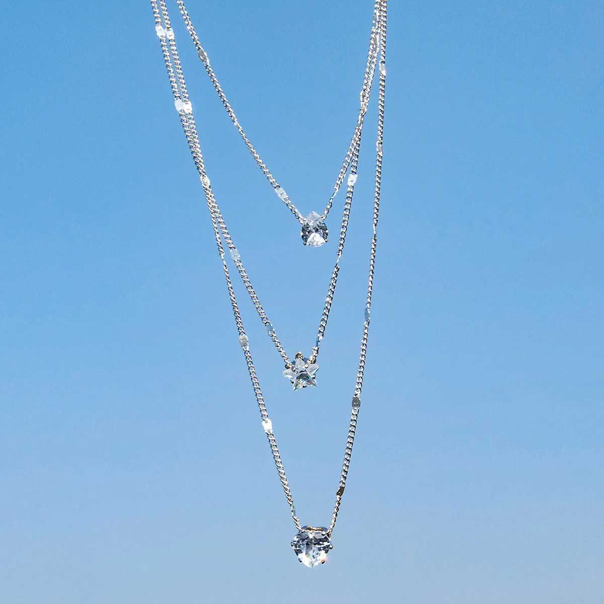 Train Zircon Pendant Necklace For Women Multilayer Chain Choker Fashion Female Party Shiny Jewelry Gift XJ250524