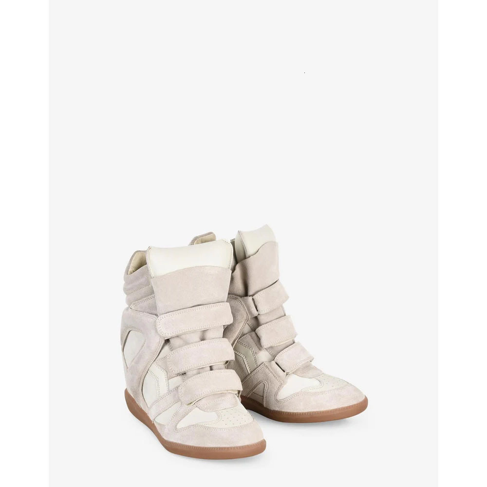 Women's Leather Wedge Sneakers Ecru