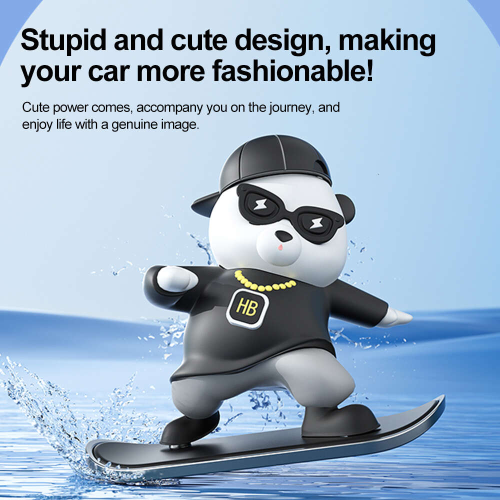 New Mini Car Ornaments Automatic Sliding Skateboard Fashion Cartoon Doll Center Console Moving Bear Interior Decoration