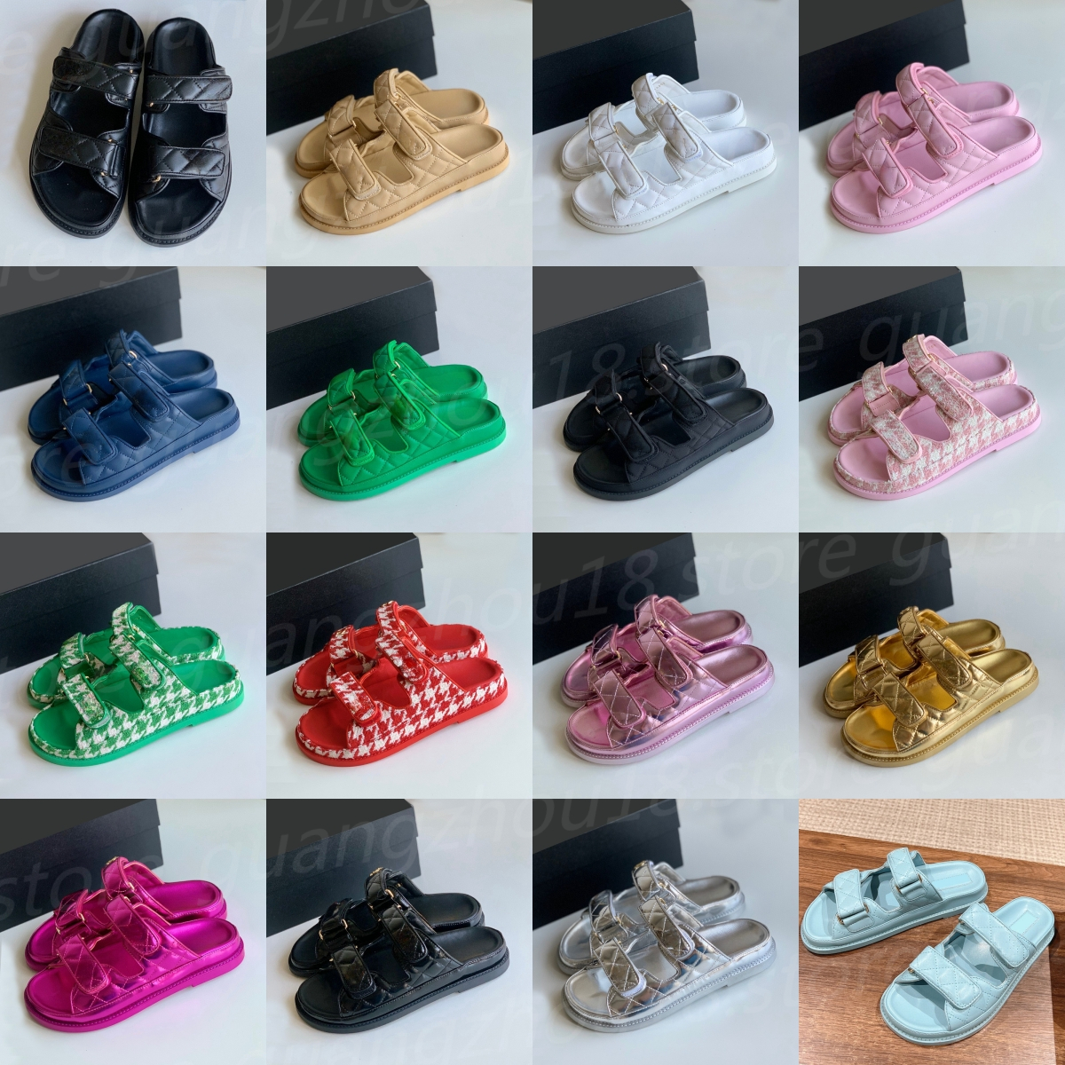 10A Premium Designer Slippers Women's Fashion Sandals with Two Buckles Summer Holiday Daily Shoes Shinning Shoe 26182