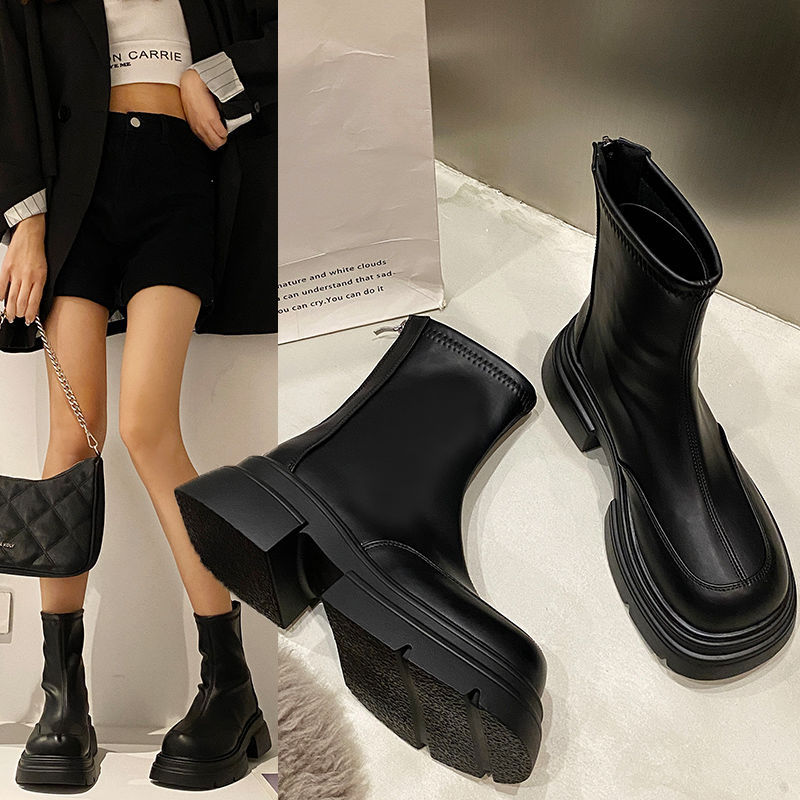Autumn/Winter Fashionable British Style Thick Soled Versatile Short Boots.