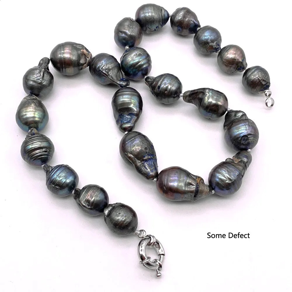 black gray color 13-22mm organized nuclear flame ball shape Baroque necklace freshwater 100% natural pearl 241116