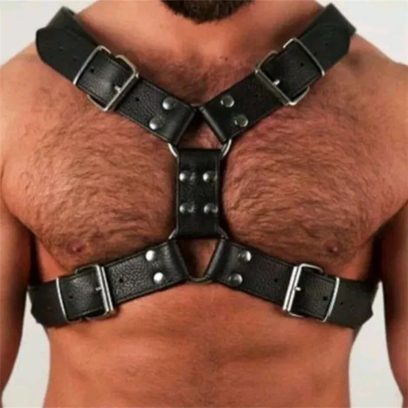 Fetish Men Leather Gay Sexy Suspenders Harness BDSM Sex Belts Sexual Body Bondage Straps Punk Rave Cotumes 240401