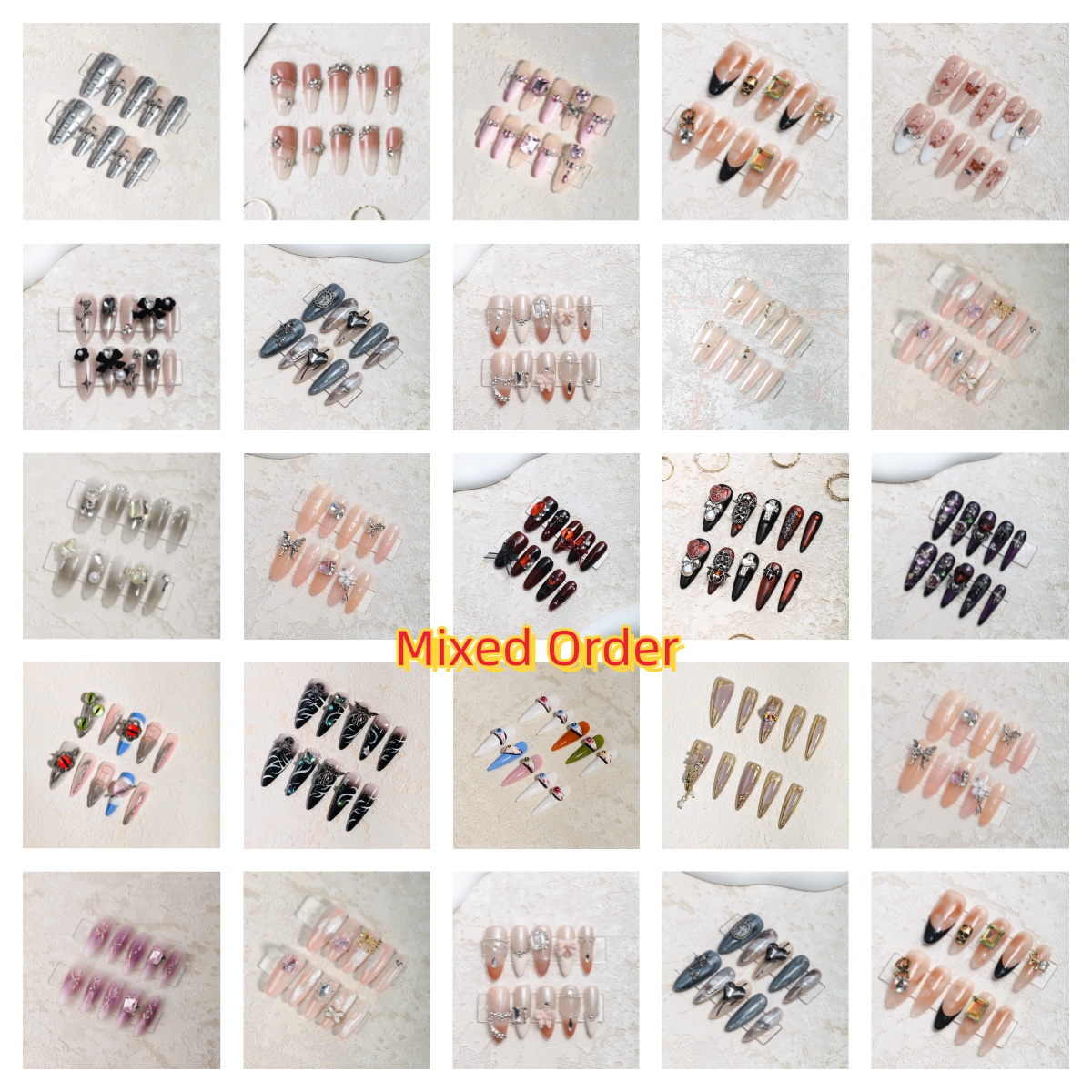 Sisful Long Shape Almond, Oval, Stiletto 10 PCS Salon Quality Purely Handmade Press On Nail Kits with Jelly Glue Tap, Alcohol Cotton, Double Sided nai