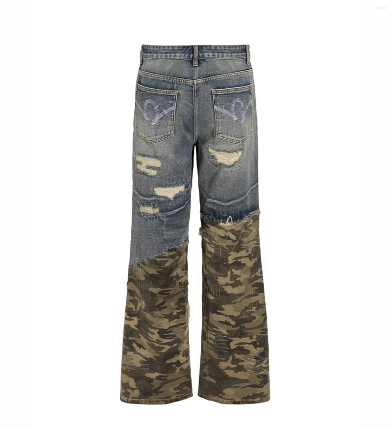 2025 S Fashion Designer Men S Jeans High End Straight Leg Pants Ripped Ing Design Trend Personality Fashion High Street Style