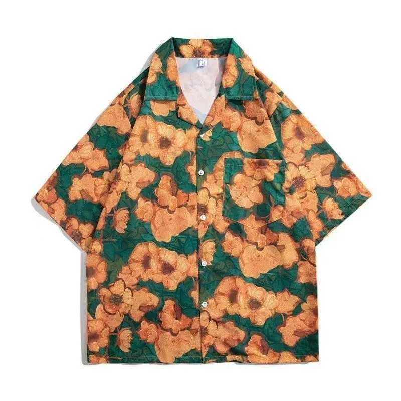 Men's Casual Shirts Cuban New Printed Short Sleeved Shirt For Mens Hawaiian Beach Travel Vacation Ultra Thin Loose Fashion Flip Collar Soft 24041