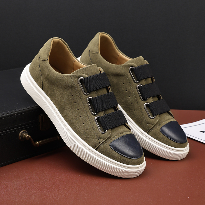 Fashion Men's Skateboard Men Casual Slip-On Leather Shoes Mens Outdoor Driving Flats