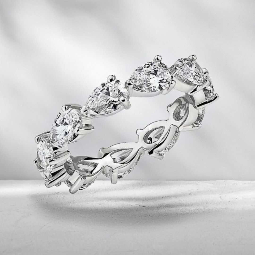 Size 5-10 Elegant Sparkg Wedding Rings Jewelry Sterg Sier Water Drop White 5A Cubic Zircon CZ Dia Party Eternity Women Engagement Band Ring