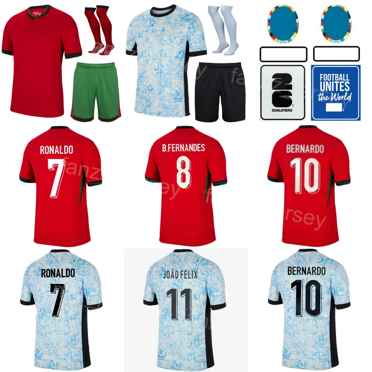 2024-25 National Team Soccer Portugal Jerseys Man Youth Euro Cup CONCEICAO MENDES FERNANDES BRUMA SILVA PEPE NUNES RAMOS LEAO Ronaldo Football Shirt Kits Uniform