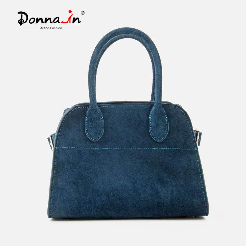 Donna-In Suede Handbag Genuine Cow Leather Casual Tote Bag For Women Brown Solid Large Capacity Commute Travel Bags BagVoyage