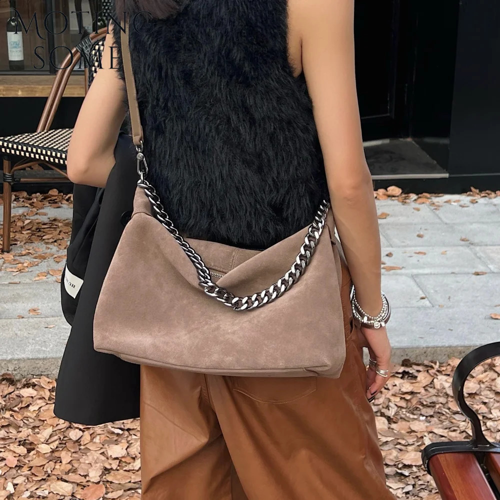 Motingsome Womens Suede Leather Bag Chain Shoulder Bag Autumn Fashion Bag Fashion Womens Trend Bag Edition 241116