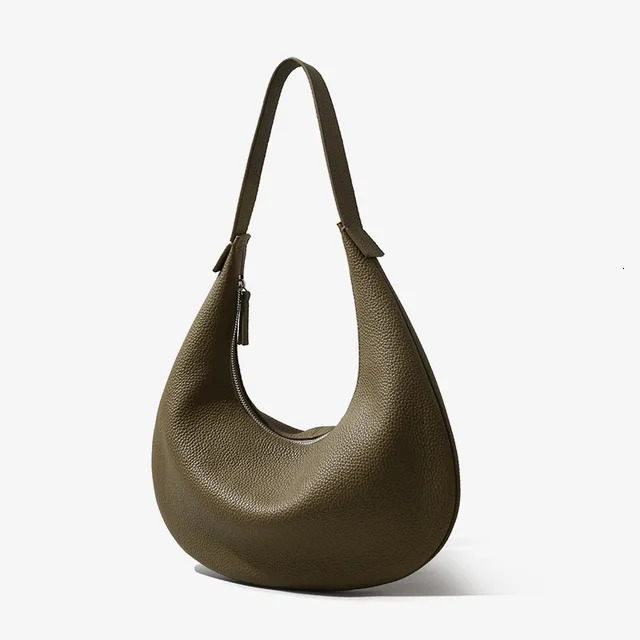 First Layer Cow Leather Half Moon Handbag Genuine Calfskin Crescent Shoulder Hobo Bag Full Grained Casual Commute Genuine Leather BagVoyage
