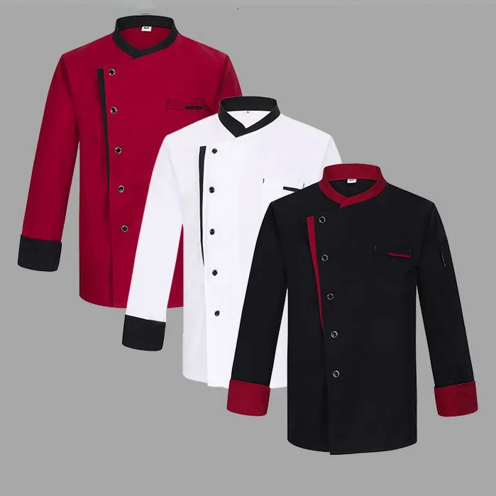 Restaurant Chef Jacket Top Long short Sleeve el Cafe Kitchen Work Wear Bakery Cooking Tops Fast Food Uniform for men 240412