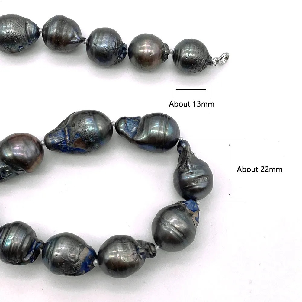 black gray color 13-22mm organized nuclear flame ball shape Baroque necklace freshwater 100% natural pearl 241116
