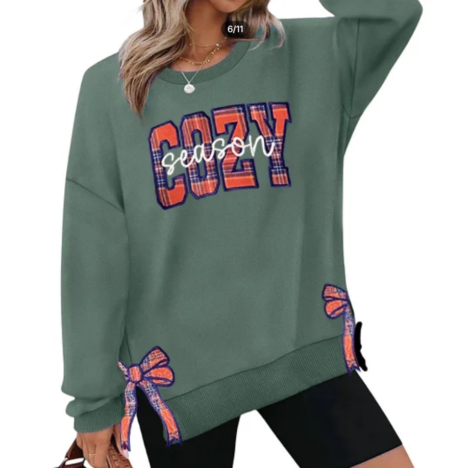 Family Pet Christmas Hoodie with Glitter Bow Embroidery Custom Made
